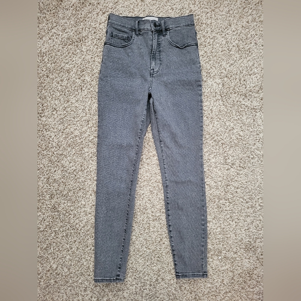 Everlane Jeans High Rise Skinny Dark Gray Washed Black Jean Size 28 Regular